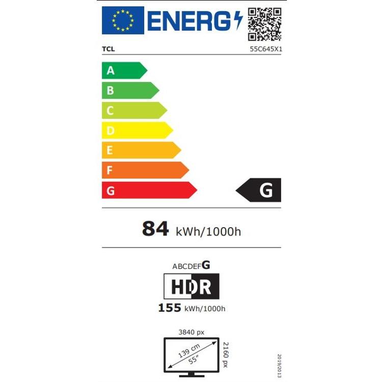Televizor TCL 55C645 4K Ultra HD, QLED, Smart TV, diagonala 139 cm