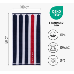 Kopalna brisača Svilanit 100×180 cm, OEKO‑TEX Standard 100, 100% bombaž, 500 g/m², pranje 60 °C.
