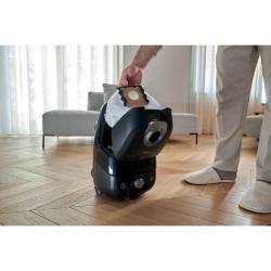 Menjava vrečke pri sesalniku Hoover HE410H, prikaz enostavnega odpiranja pokrova.