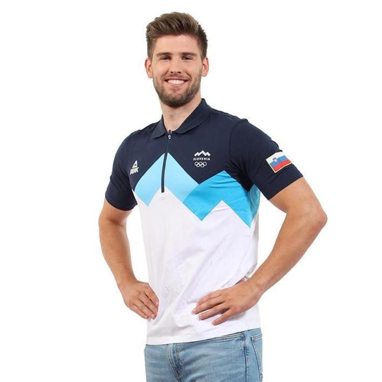 Moška polo majica Peak SLM-18, modro-bela, velikost 3XL