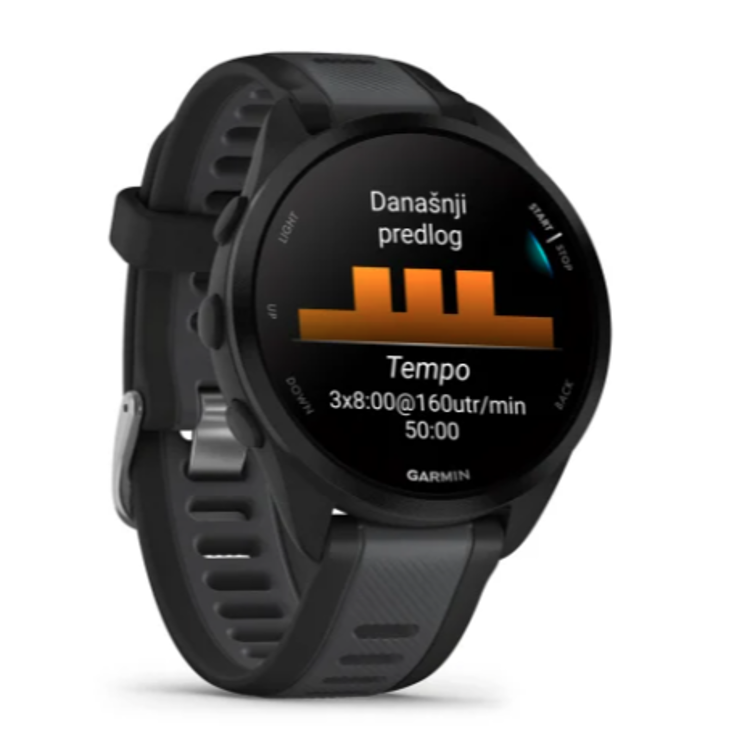 Pametna ura Garmin Forerunner 165 Music, črn/skrilasto siv