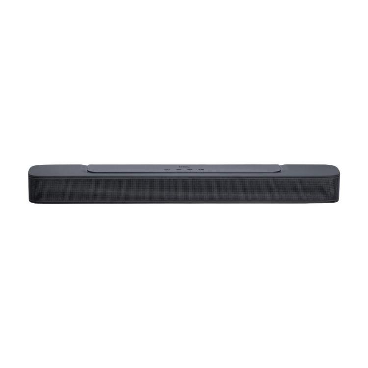 Soundbar JBL BAR 2.0 MK2 detajl zgornje plošče z upravljalnimi tipkami in kovinsko mrežico zvočnika.