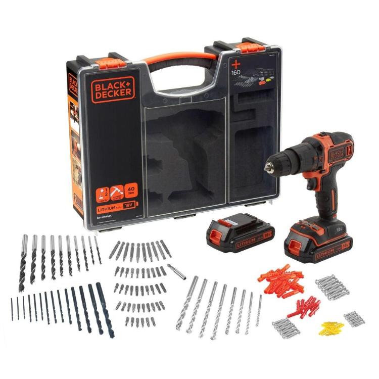 Akumulatorski udarni vrtalnik Black+Decker, 18 V, 2x 1,5 Ah