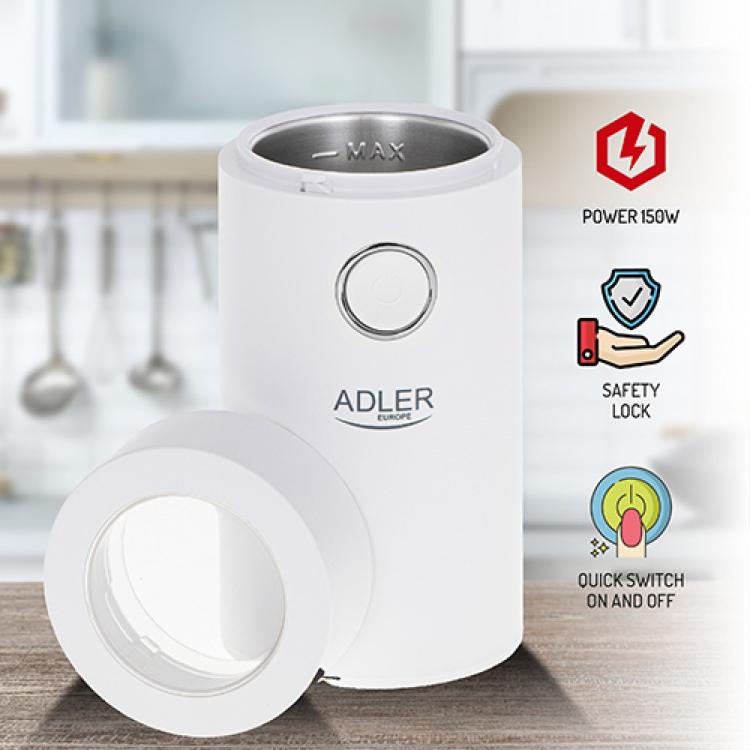 Mlinček za kavo Adler AD4446ws, 150 W, bel