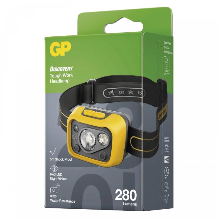 Naglavna LED svetilka GP Discovery CHW53, 280 lm
