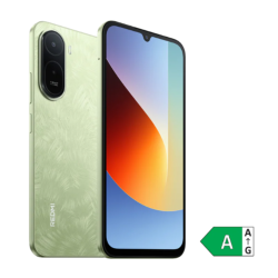 Pametni telefon Redmi v palm green barvi, prikaz spredaj in zadaj, velik zaslon z zarezo in dvojna kamera 13 MP.