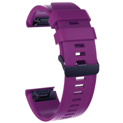 Vijoličen silikonski pašček za Garmin (20mm) z nastavljivo dolžino, teksturirano površino in kovinsko zaponko zagotavlja udobno ter varno nošenje med športom in vsakodnevno uporabo.