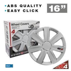 Promocijska slika dveh srebrnih pokrovov in škatle; napis ABS quality, easy click, 16"