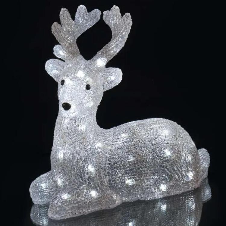 Božični jelenček LED, 27 cm, zunanji in notranji, hladna bela