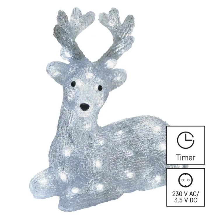 Božični jelenček LED, 27 cm, zunanji in notranji, hladna bela