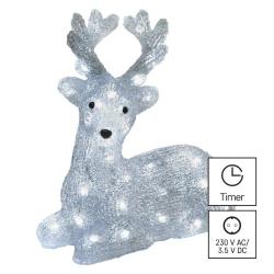 Božični jelenček LED, 27 cm, zunanji in notranji, hladna bela