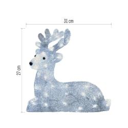 Božični jelenček LED, 27 cm, zunanji in notranji, hladna bela
