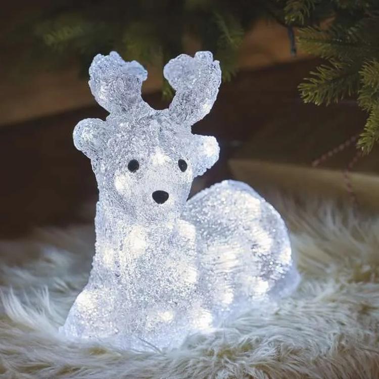 Božični jelenček LED, 27 cm, zunanji in notranji, hladna bela