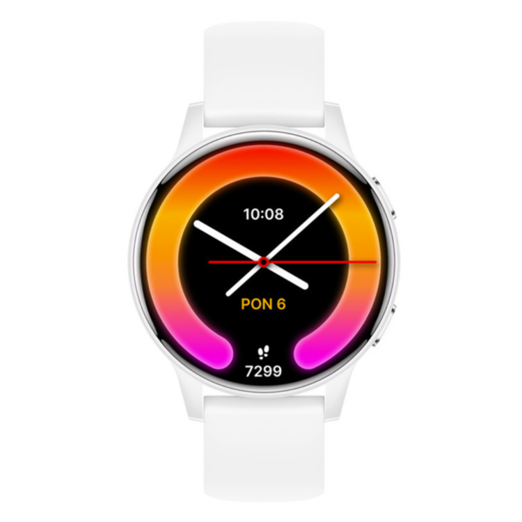 Forever iGO Watch 4 pametna ura v beli barvi, prikazana s sprednje strani z okroglim AMOLED zaslonom.