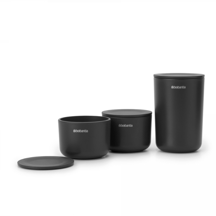 Set 3 lončkov za kopalnico Brabantia, siv