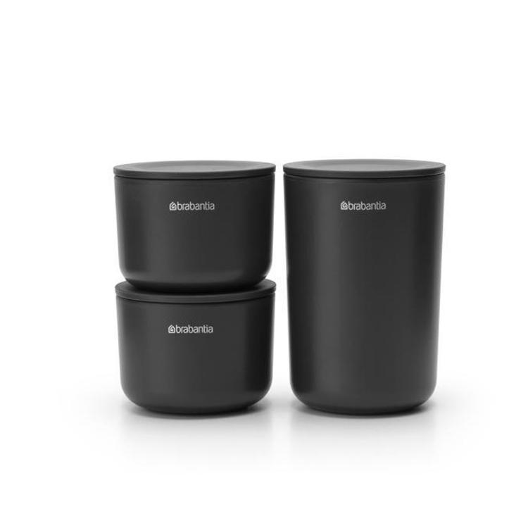 Set 3 lončkov za kopalnico Brabantia, siv