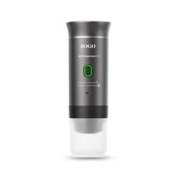 Prenosni espresso aparat SOGO Portaspresso z vgrajeno skodelico, sprednji pogled na belem ozadju.