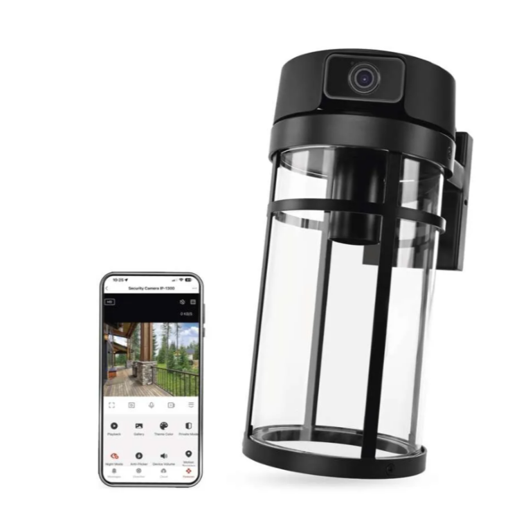 Zunanja vrtljiva kamera in svetilo GoSmart IP-1300 LANTERN, WiFi, črna z nadzorom prek mobilne aplikacije.