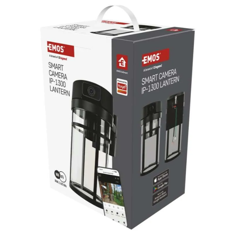 Embalaža za zunanjo vrtljivo kamero in svetilo GoSmart IP-1300 LANTERN, WiFi, črna z aplikacijo