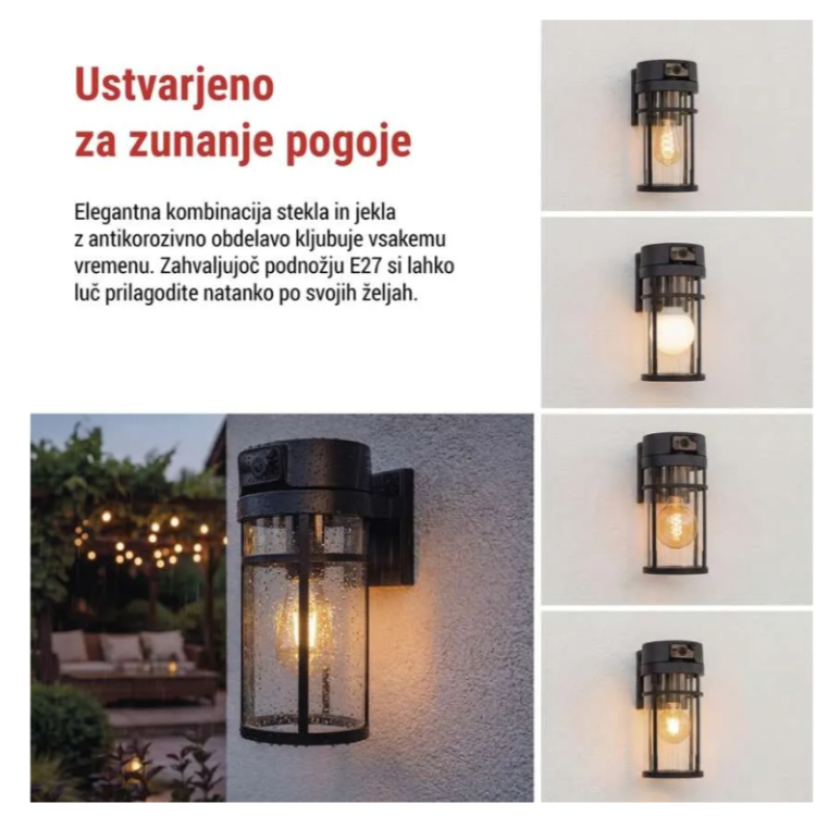 Zunanja vrtljiva kamera in svetilo GoSmart IP-1300 LANTERN, WiFi, črna za uporabo v vseh vremenskih razmerah.
