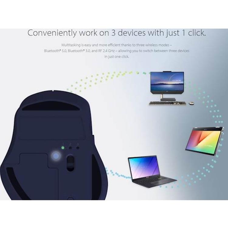 Brezžična miška Asus MW203 Multi-Device, tiha, temno modra