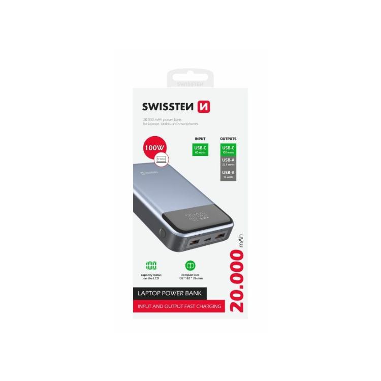 Prenosna baterija Swissten Power bank, 20000 mAh, 100 W PD
