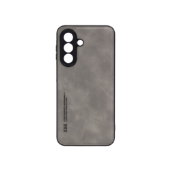 Siv ovitek s teksturo usnja za Samsung Galaxy A27 5G z elegantnim videzom, ojačanim okvirjem in natančno oblikovanimi izrezi za kamero nudi zanesljivo zaščito ter udoben oprijem.