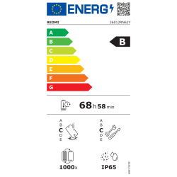 Xiaomi Redmi Note 17 6/256GB, Lavender Purple – energijska nalepka EU, razred B, avtonomija baterije do 68 h 58 min.