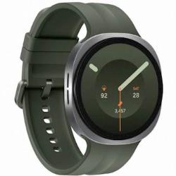 Pametna ura Galaxy Watch 44 mm v srebrni izvedbi z zelenim paščkom združuje eleganten videz, velik zaslon in napredne funkcije za spremljanje zdravja ter aktivnosti.