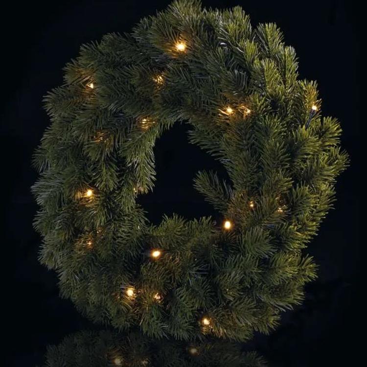 Božični venec LED, 40 cm, 2x AA, notranji, topla bela