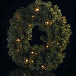 Božični venec LED, 40 cm, 2x AA, notranji, topla bela