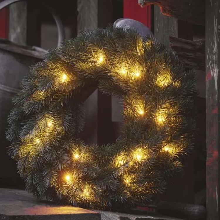 Božični venec LED, 40 cm, 2x AA, notranji, topla bela