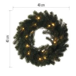 Božični venec LED, 40 cm, 2x AA, notranji, topla bela