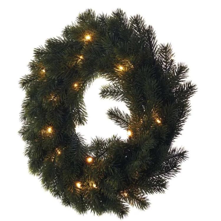 Božični venec LED, 40 cm, 2x AA, notranji, topla bela