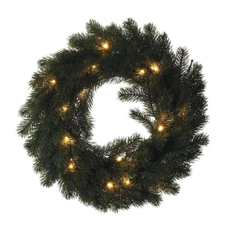 Božični venec LED, 40 cm, 2x AA, notranji, topla bela