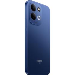 Modri pametni telefon Redmi 5G, prikazan iz zadnje stranske perspektive z izpostavljenim modulom dvojne kamere 50 MP AI.