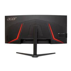 Acer Nitro 34-palčni ukrivljen monitor, zadnji pogled z logotipom Acer in značilnimi rdečimi linijami.