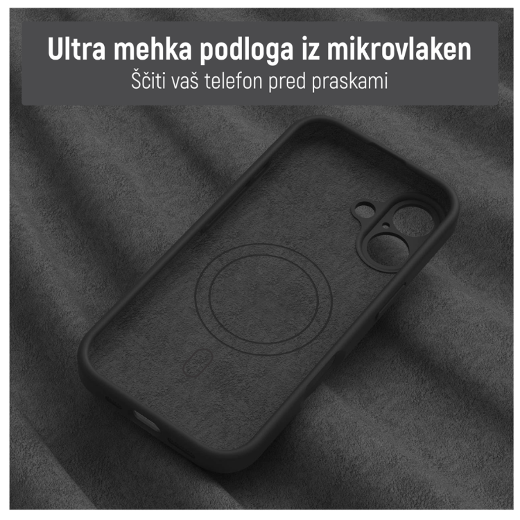 Notranjost rumenega ovitka N‑Soft Magnetic z mehko podlogo iz mikrovlaken za zaščito telefona pred praskami.