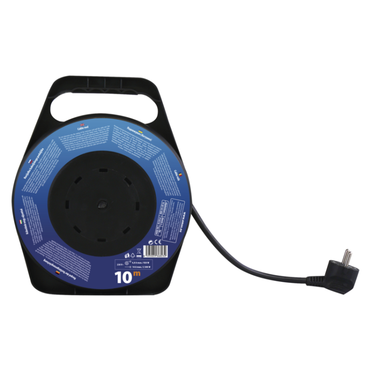 Kolutni podaljšek Emos 10 m / 4 vtičnice / črni / PVC / 230 V / 1 mm2