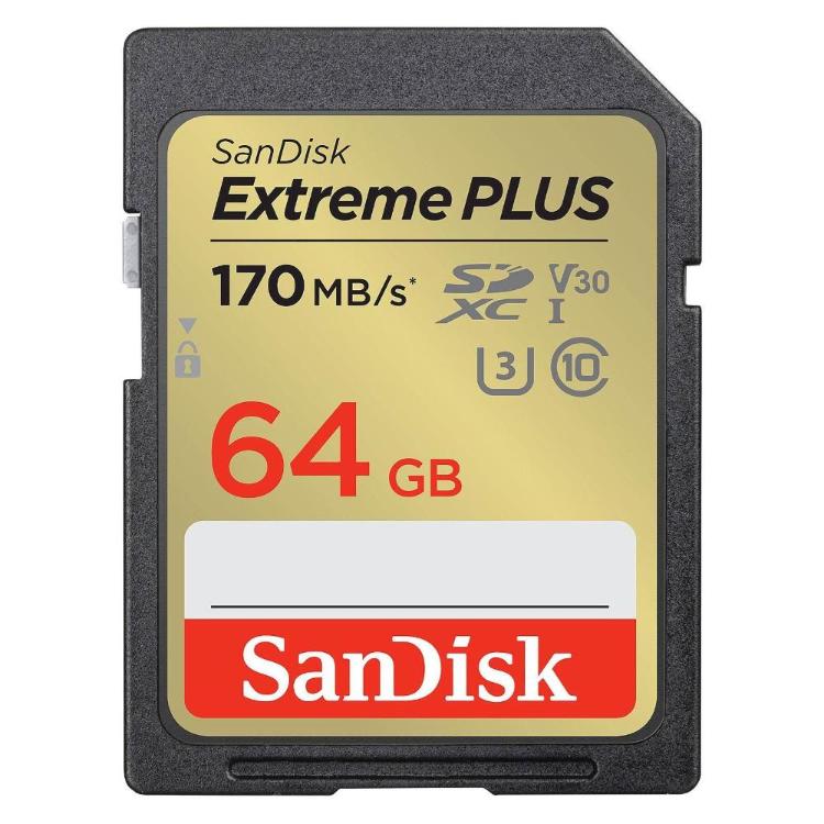 Spominska kartica SanDisk MicroSDXC 64GB Extreme Plus, 170/80MB/s, UHS-I, C10, U3, V30