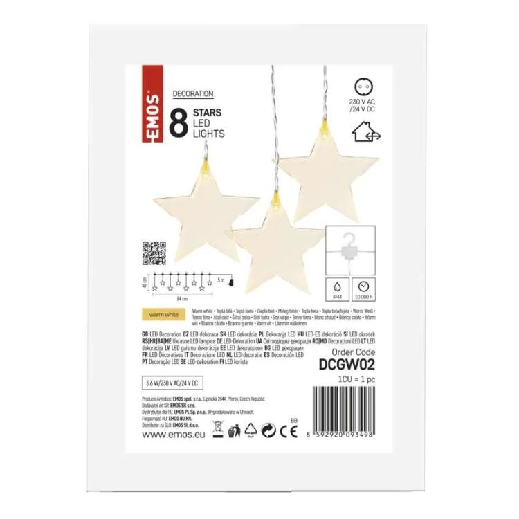 Božični zastor Emos, LED, zvezde, 45x84 cm, zunanji in notranji, topla