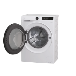 Pralni stroj Candy z odprtimi vrati in vidnim bobnom