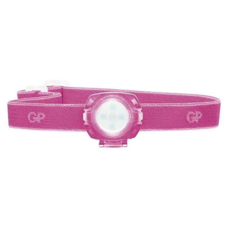 Naglavna LED svetilka GP CH31, 40 lm, 8m, 2× CR2025, roza