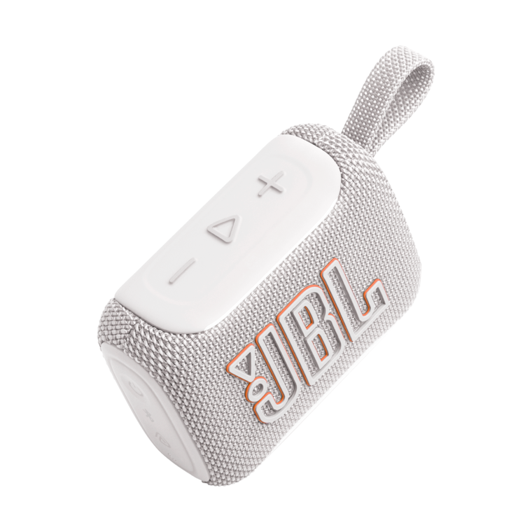 JBL GO5 zvočnik od zgoraj z USB-C vhodom, tekstilnim ohišjem in zanko