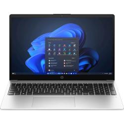 Srebrn HP prenosnik s 15,6-palčnim zaslonom in prikazanim operacijskim sistemom Windows 11.