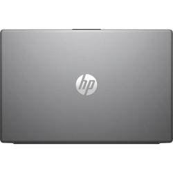 Zaprt srebrn HP prenosnik z logotipom HP na pokrovu.