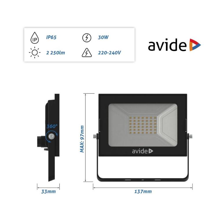 Reflektor LED Slim SMD ABSSFLNW-30W 4000K_5