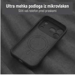 Notranjost ovitka N‑Soft Magnetic z mehko podlogo iz mikrovlaken za zaščito telefona pred praskami.