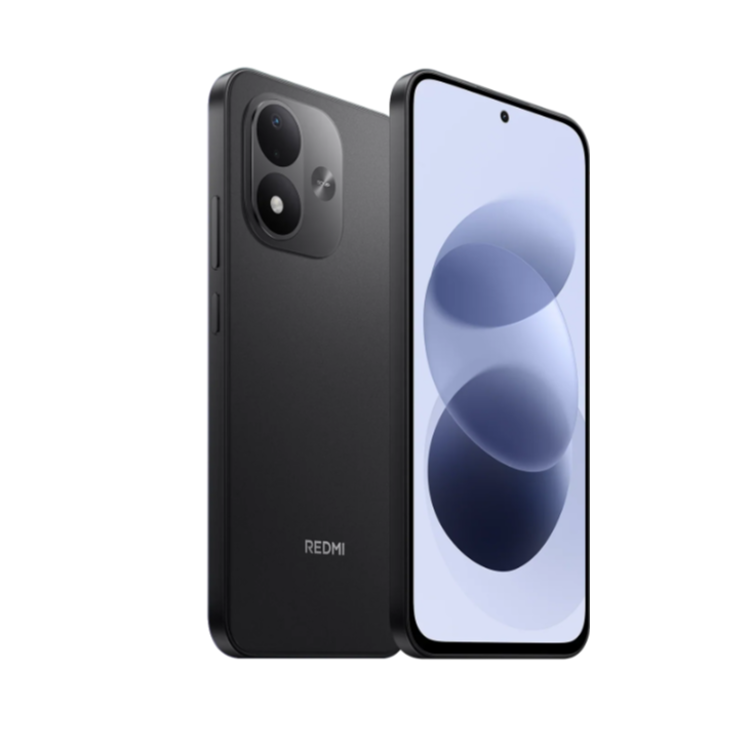 Xiaomi Redmi Note 17 5G 6/256GB, Midnight Black – črn telefon, sprednji in zadnji pogled, dvojna zadnja kamera.
