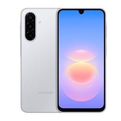 Samsung Galaxy A18 LTE v srebrni barvi, prikazan s sprednje in zadnje strani hkrati.